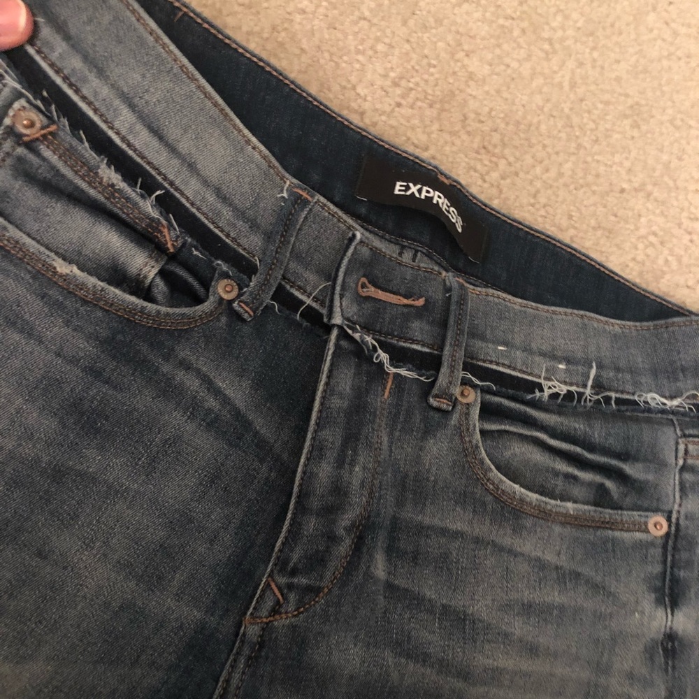 Express mid rise legging jeans distressed